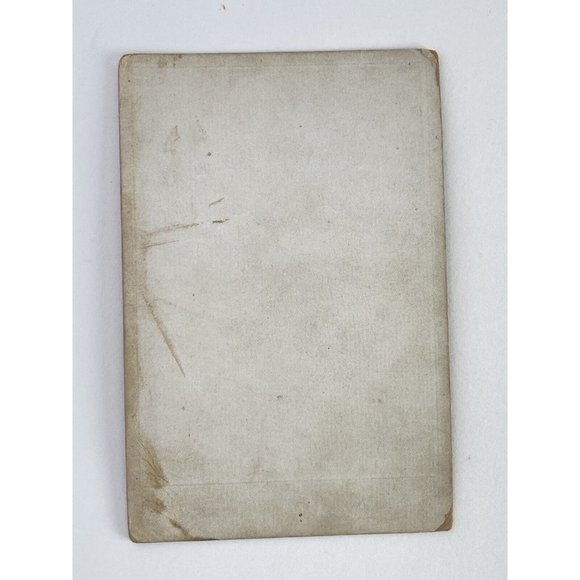 c1880 Cabinet Card Couple Studio Photo Man Moustache Woman High Neck Puff Sleeve - Picture 5 of 7